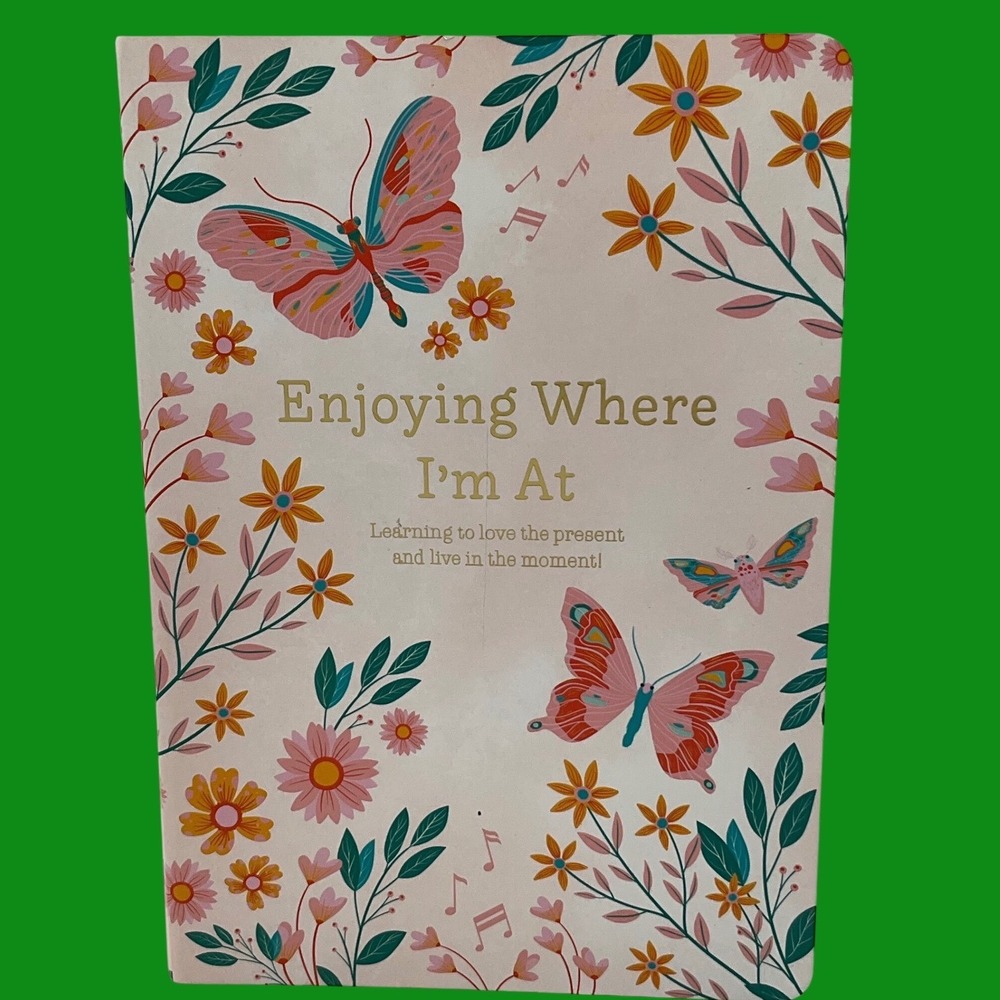 Piccadilly Enjoying Where I'm At Guided Journal Butterfly Floral Pink Gold Foil